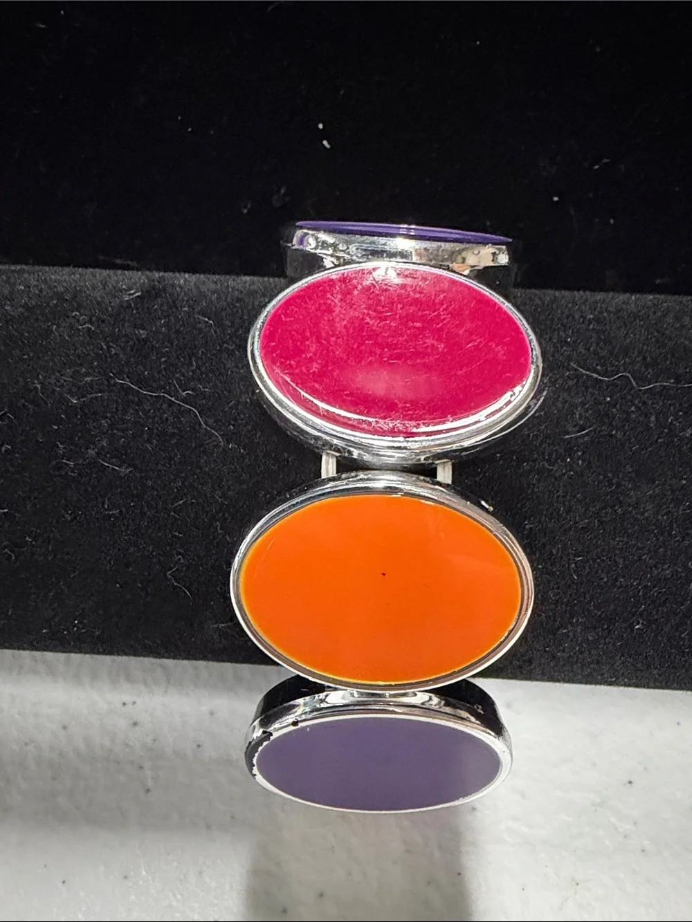 Women’s Color-Block Oval Makeup Compact - Pink, Orange, Purple